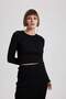 Cropped Crew Neck Glittery Fabric Knitwear Sweater B6323Ax23Au - 4