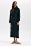 Regular Fit Half Turtleneck Basic Slit Long Sleeve Maxi Knitwear Dress A9807Ax23Wn - 3