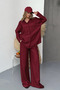 Oversize Shirt, Comfortable Cut, Women's Two-Piece Set with Wide-Legged Trousers 1201 Claret Red