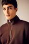 Comfort Regular Fit Comfortable Fit Zippered Stand Collar Basic Plain Sweatshirt X7405Az23Au - 4