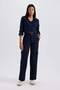 Straight Fit Cargo Pocket Li High Waist Straight Leg Trousers B3059Ax23Au - 3