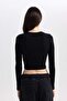 Fitted Crew Neck Printed Corded Fabric Ribbed Knit Long Sleeve T-Shirt B4403Ax23Au - 6