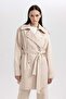 Waterproof Trench Coat Oversize Wide Fit Double Breasted Collar Buttoned Belted Pocketed Epaulet Belted A3601A - 4