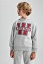 Boy's Hooded Printed Thick Sweatshirt B2054A823Wn - 4