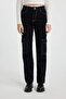 Straight Fit Gabardine Trousers Cargo Pocket Pack High Waist B0458Ax23Au - 5