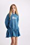 Girl's Hooded Printed Sweat Dress B2585A823Au - 3