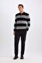 Standard Fit Regular Cut Striped Polo Neck Knitwear Sweater Y4194Az23Wn - 2