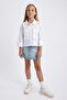 Cropped Pad Fit Poplin Long Sleeve Shirt Girls A8044A823Au - 2