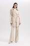 Waterproof Trench Coat Oversize Wide Fit Double Breasted Collar Buttoned Belted Pocketed Epaulet Belted A3601A - 5