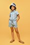 Girls' Shirt Collar Short Sleeve Jean Overalls X9994A623Hs - 2