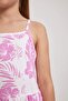 Girl's Patterned Cotton Dress - 4
