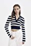 Slim Fit Slim Fit Polo Collar Striped Knitwear Sweater A2060Ax23Au - 6
