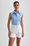 Oversize Fit Striped Premium Sleeveless Shirt A8846ax23hs - 3