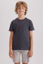 Tričko Crew Neck Basic Plain s krátkým rukávem pro chlapce B0667A8NS - 5