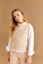 Beige Crew Neck Knitwear Sweater for Girls A2894A823Au