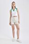 100% Cotton Regular Fit Normal Waist Gabardine Shorts A3688Ax23Sm - 2