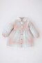 Plaid Patterned Long Sleeve Buttoned Flannel Dress Baby Girl D2559A524Au - 4