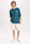 100% Cotton Oversize Wide Fit Crew Neck Back Printed Short Sleeve T-Shirt A4004Ax23Hs - 4