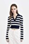 Slim Fit Slim Fit Polo Collar Striped Knitwear Sweater A2060Ax23Au - 4