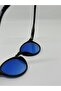 Lea Unisex Blue Sunglasses Black Frame with Round Blue Glass - 6
