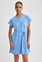 100% Cotton A-Line Crew Neck Combed Cotton Short Sleeve Dress B0655Axns - 3
