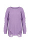 Plus Size Long Sleeve Crew Neck Ripped Detail Knitwear Sweater T-3 - 7