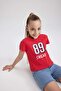 Girls Slim Fit Rib Printed Short Sleeve T-Shirt Z7793A623Sm