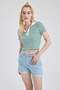 Fitted Polo Neck Striped Short Sleeve T-Shirt A0380Ax23Sm - 7