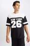 Defactofit Oversize Fit Crew Neck Sports Printed Athlete Short Sleeve T-Shirt A1696Ax23Sm - 3