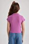 Girls Slim Fit Slim Fit Basic Plain Ribbed Camisole Short Sleeve Polo T-Shirt Z7794A623Sm - 6