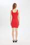 فستان Coool Bodycon قصير من القماش المضلع ذو اللون الأحمر A0732AX23SM - 6