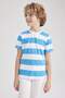 Boy's Crew Neck Striped Short Sleeve Red T-Shirt Z2867A623Sm - 2