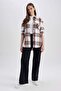 Coool Oversized Fit Checked Long Sleeve Flannel Shirt U7539Az23Sp - 2