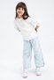 Wide Leg Ripped Detailed Wide Leg Jean Trousers for Girls Z4708A623Sm - 3