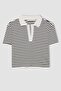 Fitted Striped Polo Collar Short Sleeve T-Shirt A0380Ax23Sm - 7