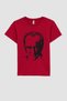 Girl's Crew Neck Ataturk Printed Short Sleeve Red T-Shirt Z5093A623Sm - 8