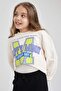 Girl's Cropped Printed Sweatshirt Sweatpants 2-Piece Set Z4179A623Sp - 4