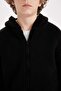 Basic Fleece Lined Hooded Zippered Knitwear Cardigan for Boys U4282A622Au - 4
