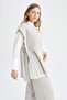 Regular Fit Crew Neck Basic Plain Sweater with Side Tie Detail Y1323Az22Wn - 7