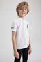 Boy's Ataturk Printed Short Sleeve Cotton White Polo T-Shirt W9127A622Sp - 4