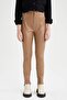 Faux Leather Zippered Skinny Fit Trousers V7023Az21Wn - 3