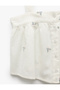 Cotton-Linen Blend Strappy Flower Embroidered Cropped Pajama Top - 5