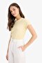 Fitted Crew Neck Ribbed Camisole Short Sleeve T-Shirt K7064Az21Sp - 3