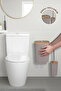 Sapphire Adhesive Real Bamboo Wc Brush Holder and Trash Can Set Mink 2-Piece Bathroom Set - 3