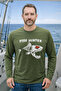 Our Long-Sleeved T-Shirt Model Is Made of 100% Cotton with a Skeleton Fish Figure.