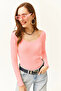 Women's Salmon Wide Collar Camisole Blouse BLZ-19000722 - 2