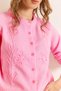 Women's Pink Soft-Textured Knit Cardigan with Süzene Detail HRK-19000400 - 3