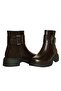 Brown Leather Buckle Zippered Boots - 4