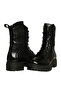 Black Patent Leather Women's Lace Up Boots - 3