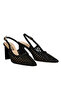 Black Knitted Open-Back Women's Heeled Shoes - 3